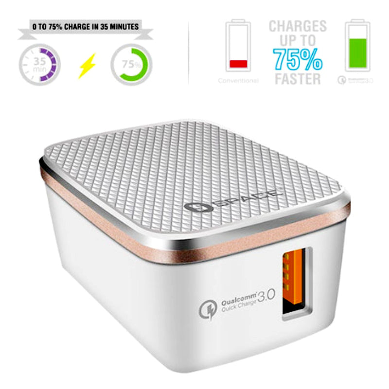 SPACE WC-120S Quick Charge 3.0 Wall Charger with 3.4A Output + Micro USB Cable – Compact & High-Speed Charging