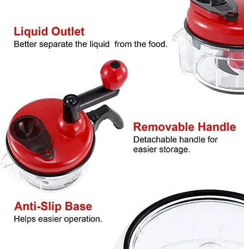 10 Functions Manual Food Chopper (Chopping, Mixing, Salad Spinner)