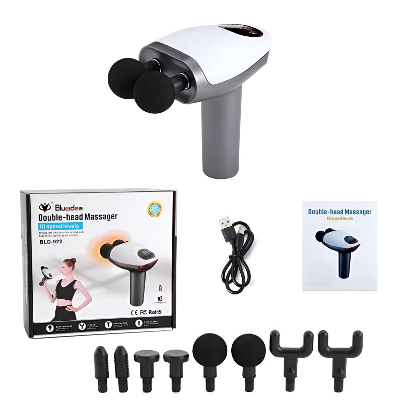 BLD-922 Compact And Quiet Double-Head Portable Massager With 10 Speed Levels