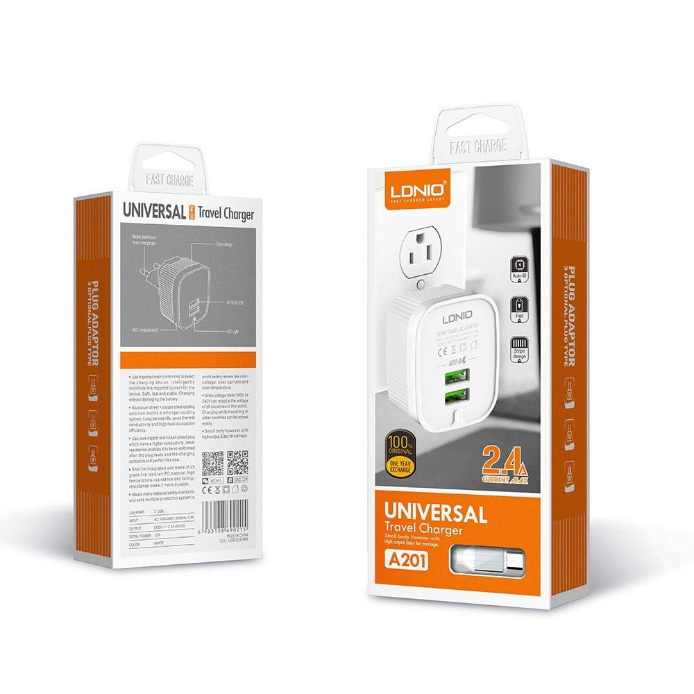 ADVIRE LDNIO A201 2.4A MAX Universal Travel Charger