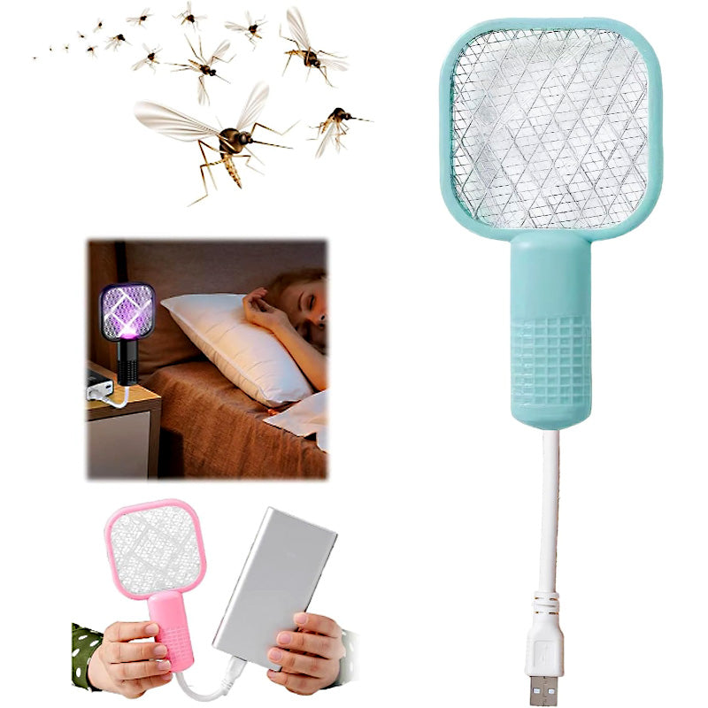 Mini 2-in-1 USB Electric Mosquito Racket & UV Bug Zapper Lamp – Portable, Chemical-Free Bug Killer