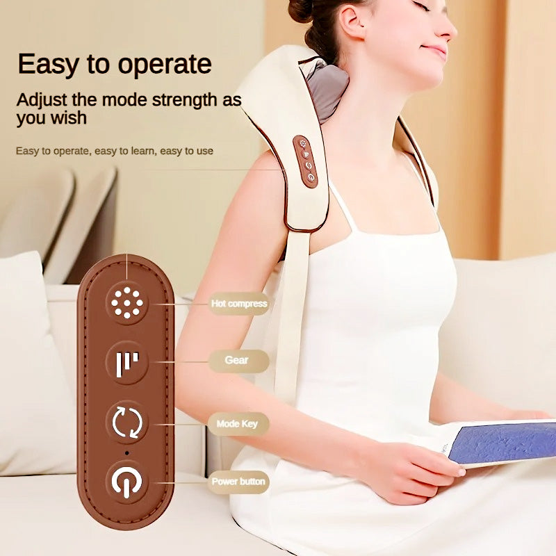Ultimate Neck & Shoulder Tension Reliever – Wireless 6-Head Trapezius Massager with NTC Heat Therapy – Erase Muscle Stiffness in 10 Minutes
