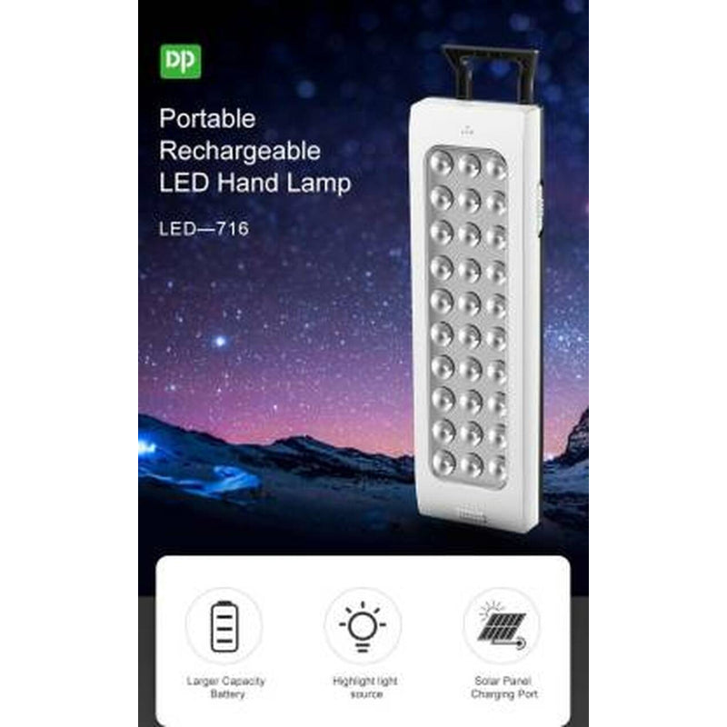 Portable 2.4W Rechargeable LED Hand Lamp Light With Solar Panel Charge Port And Large 1600mAh Battery