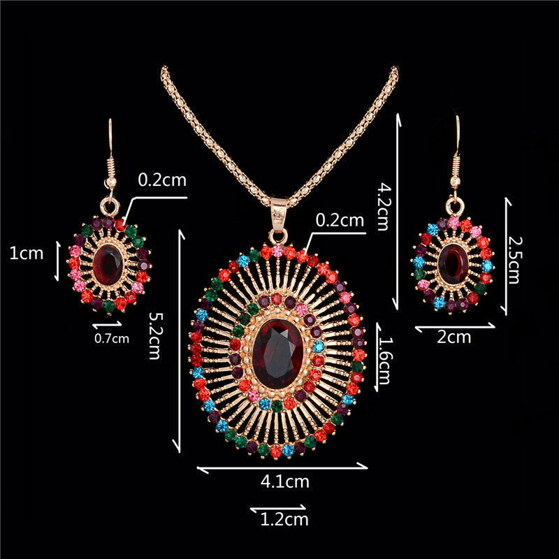 Vintage-Inspired Gold-Plated Bridal & Party Wear Multi-Color Crystal Jewelry Set