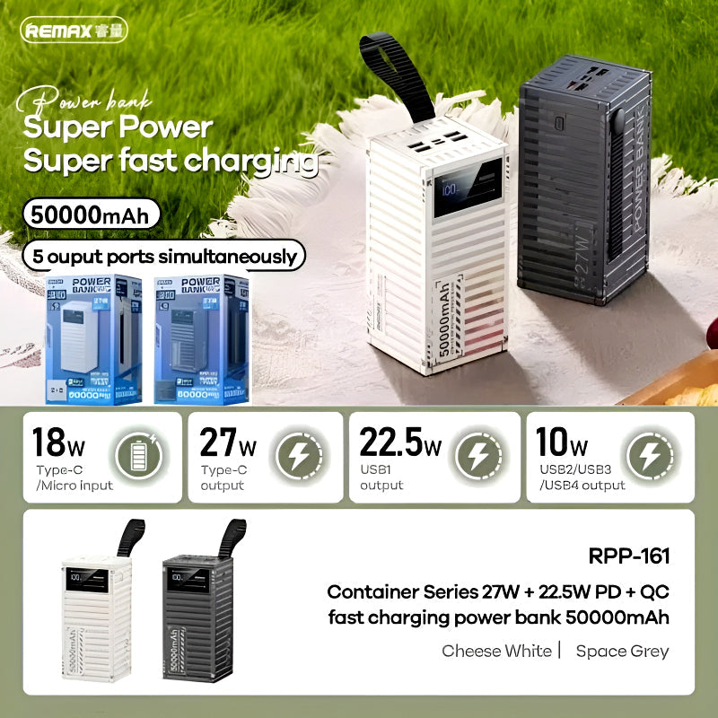 REMAX RPP-161 Container Series 50000mAh PD QC Fast Charging LED Display Powerbank