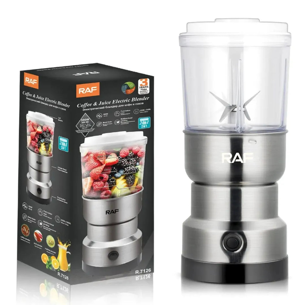 Raf 2 in 1 Mini Electric Coffee Grinder - Electric Masala Grinder - Juicer Blender - Juicer Blender Grinder - Stainless Steel Material - Spices and Food processor High Quality Machine - Chatni Maker