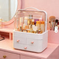 Dustproof Internet Celebrity Cosmetics Storage Shelf - Large Capacity Home Desktop Organizer for Dressing Table Lipstick