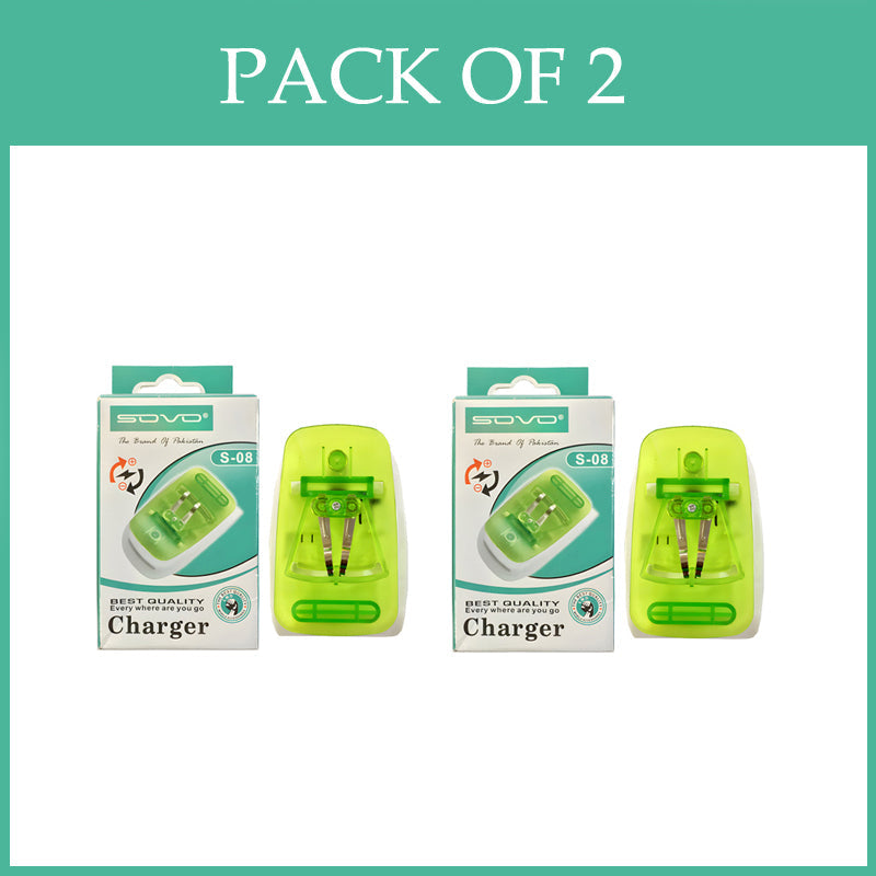 Pack Of 2 SOVO S-08 Universal Battery Charger With LED Light