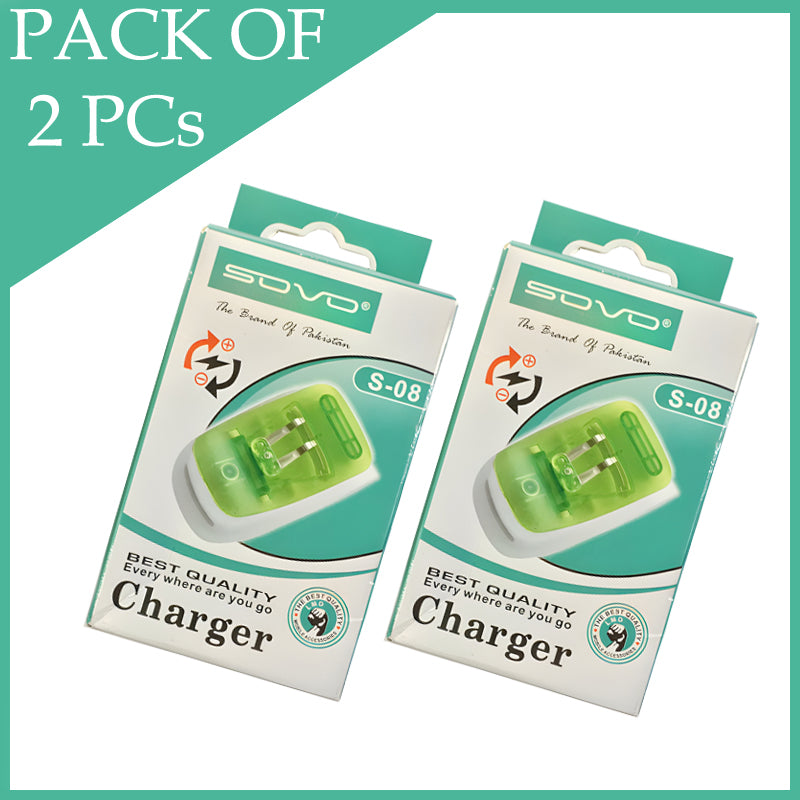 Pack Of 2 SOVO S-08 Universal Battery Charger With LED Light