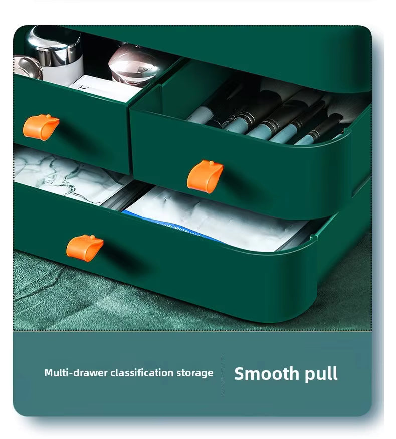Dustproof Internet Celebrity Cosmetics Storage Shelf - Large Capacity Home Desktop Organizer for Dressing Table Lipstick