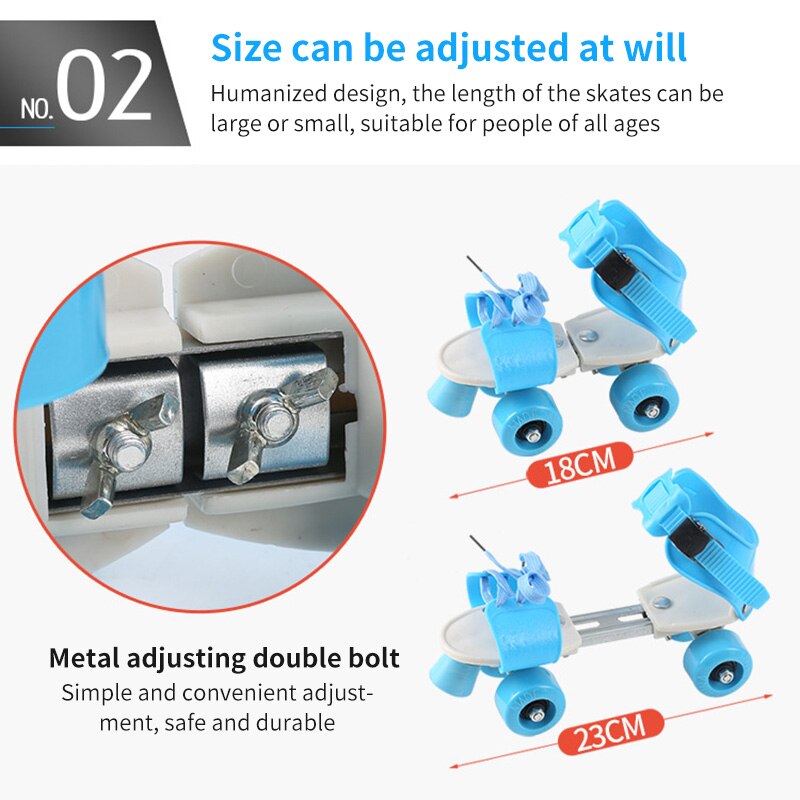 Adjustable Size Children Roller Skates Double Row 4 Wheels Skating Shoes