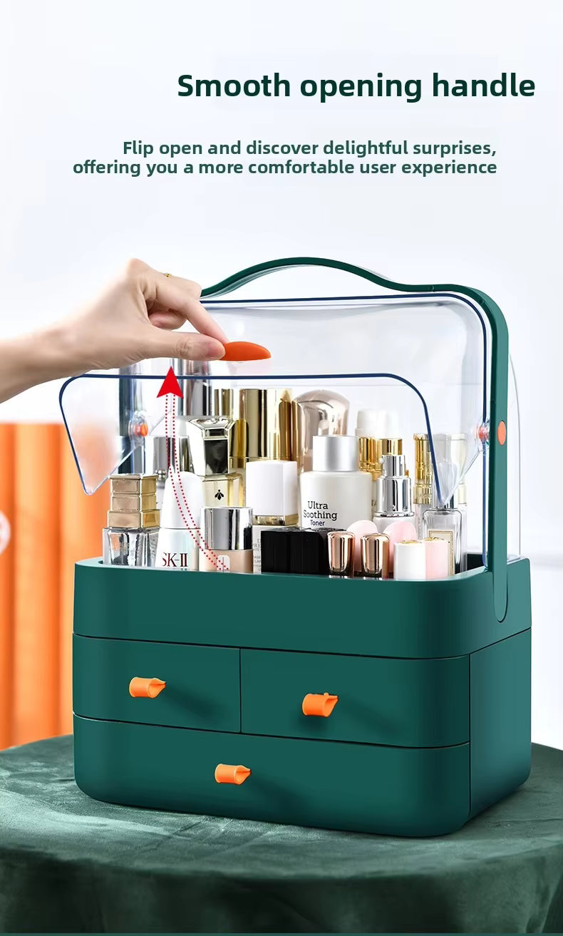 Dustproof Internet Celebrity Cosmetics Storage Shelf - Large Capacity Home Desktop Organizer for Dressing Table Lipstick