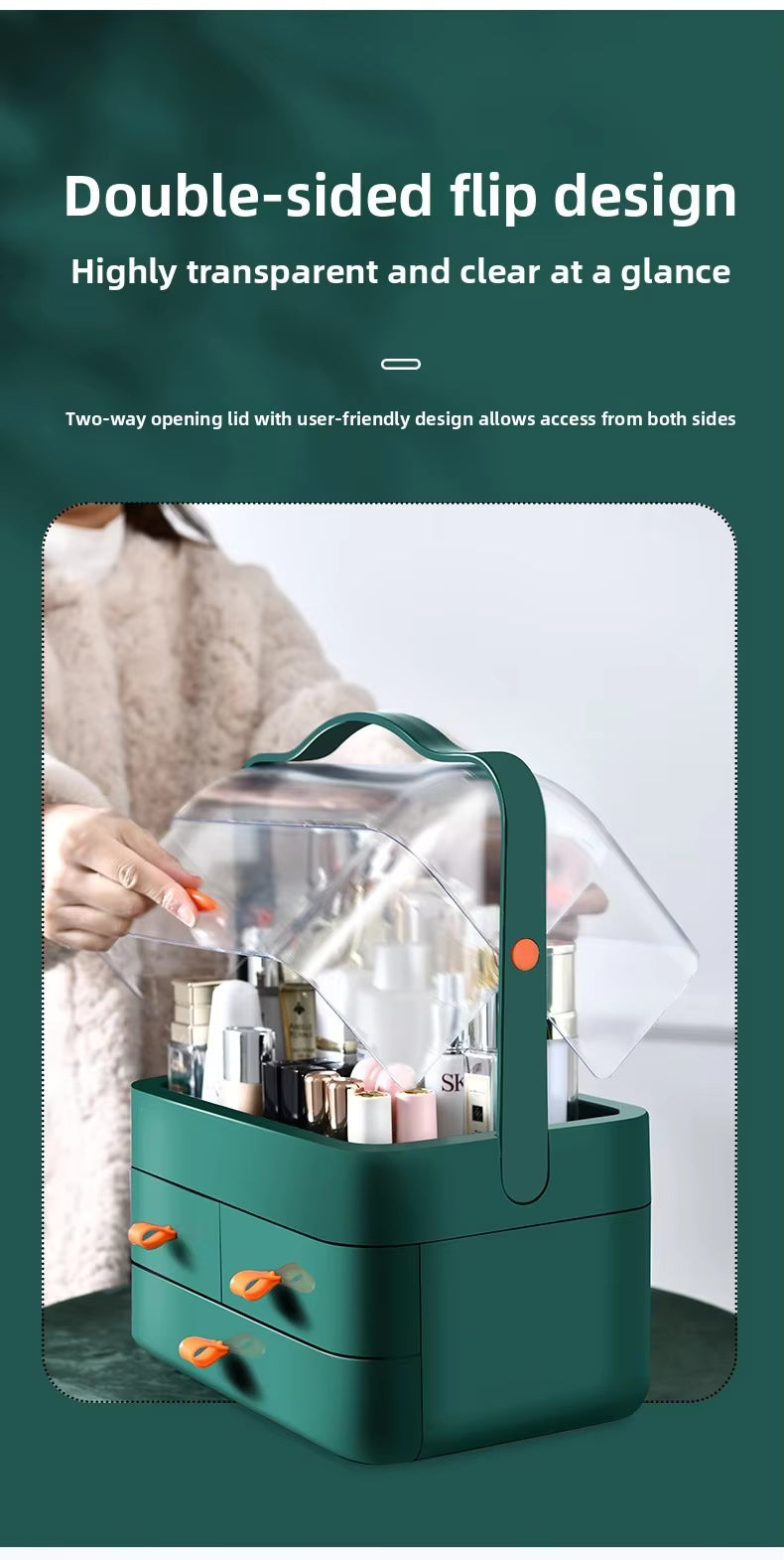 Dustproof Internet Celebrity Cosmetics Storage Shelf - Large Capacity Home Desktop Organizer for Dressing Table Lipstick