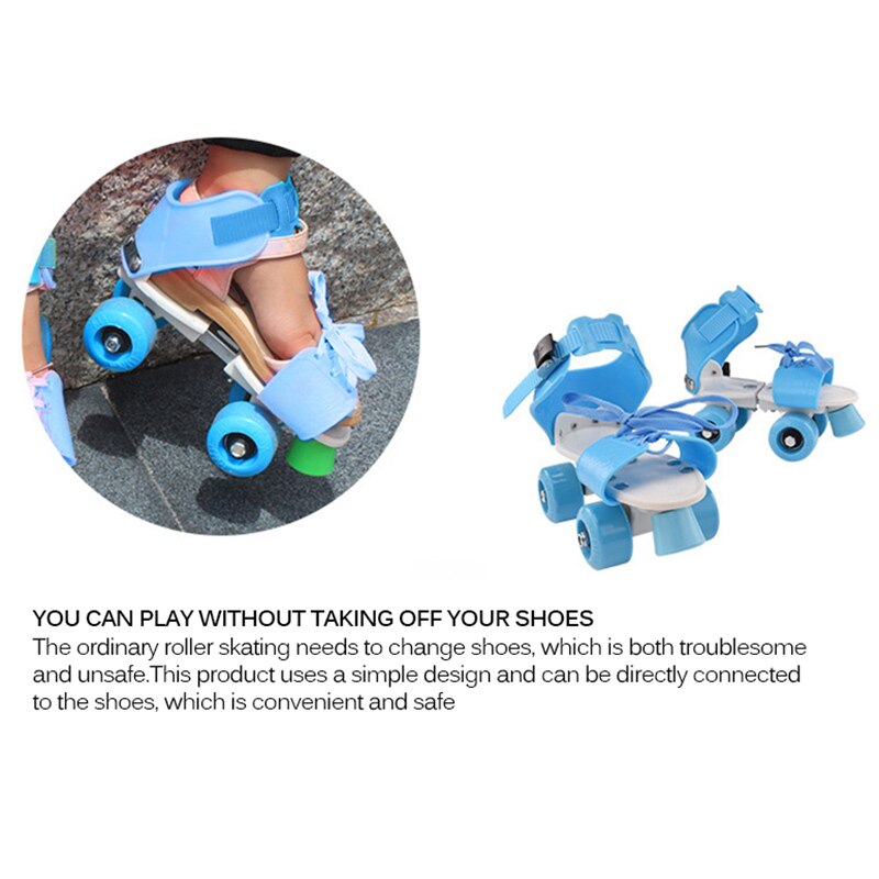 Adjustable Size Children Roller Skates Double Row 4 Wheels Skating Shoes