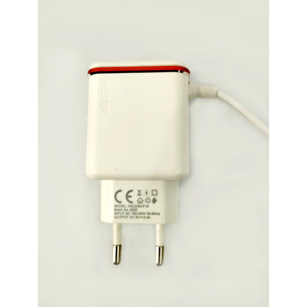 Falcon-F16 2 Ports USB 2.4A Fast Charger With Overcharging Protection