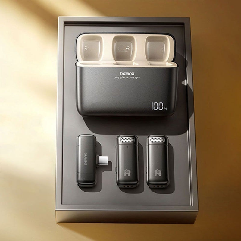 Remax K15 Dual Noise-Cancelling Wireless Lavalier Microphone with Plug & Play, Long Battery Life & Wide Compatibility