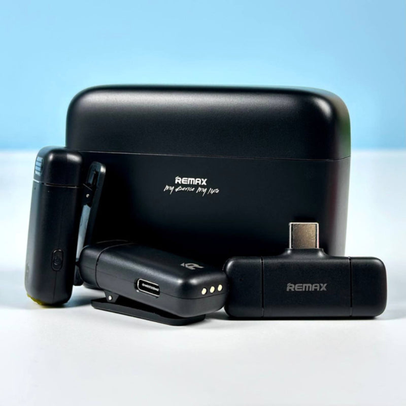 Remax K15 Dual Noise-Cancelling Wireless Lavalier Microphone with Plug & Play, Long Battery Life & Wide Compatibility