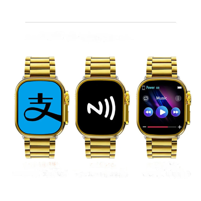 M9 Ultra Max Gold Edition Luxury Stainless Steel Sports Heart Rate Health Monitoring Watch Smart Watch