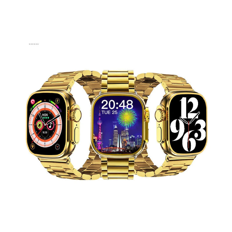 M9 Ultra Max Gold Edition Luxury Stainless Steel Sports Heart Rate Health Monitoring Watch Smart Watch