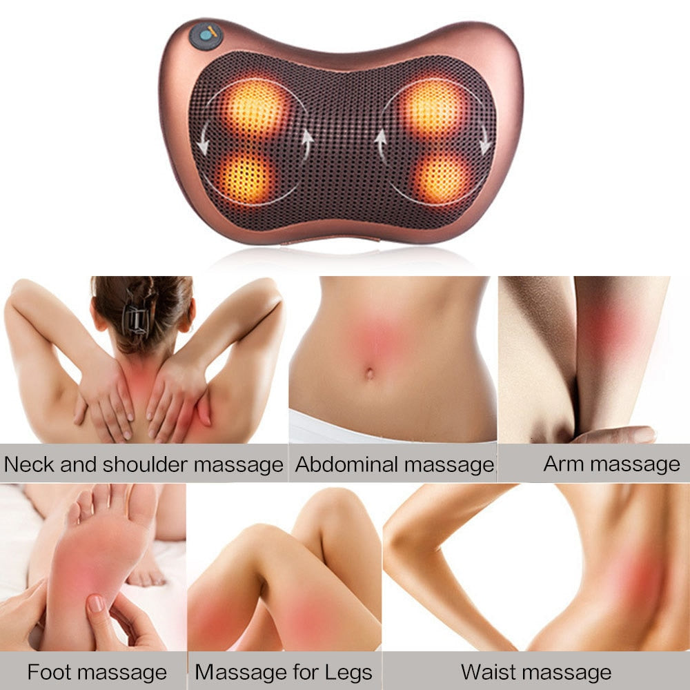 Multi-Function Electric Cervical Body Massage Pillow with Deep-Kneading Heated Massage Nodes