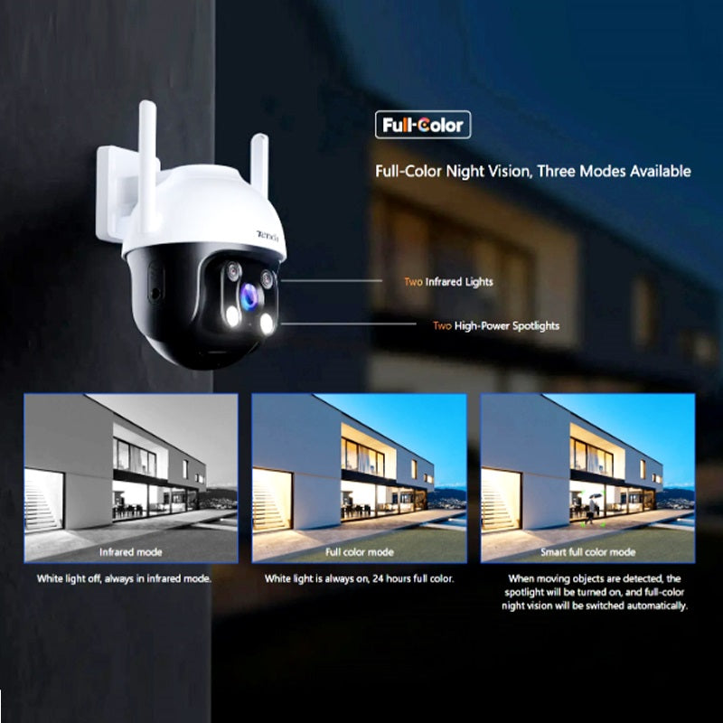 Tenda CH3-WCA 1080P Outdoor Wi-Fi Pan/Tilt Camera with Full-Color Night Vision, Alexa Support, and Smart Alerts