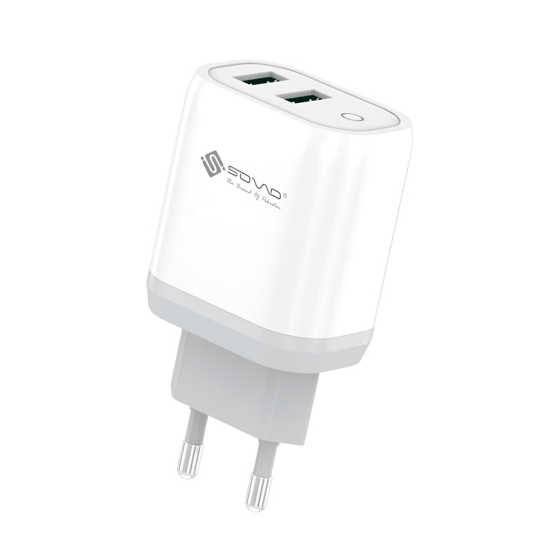 SOVO SG-205 Grip Series Dual Port 12W Quick Charger with Smart Chip & Fireproof Safety Enclosure