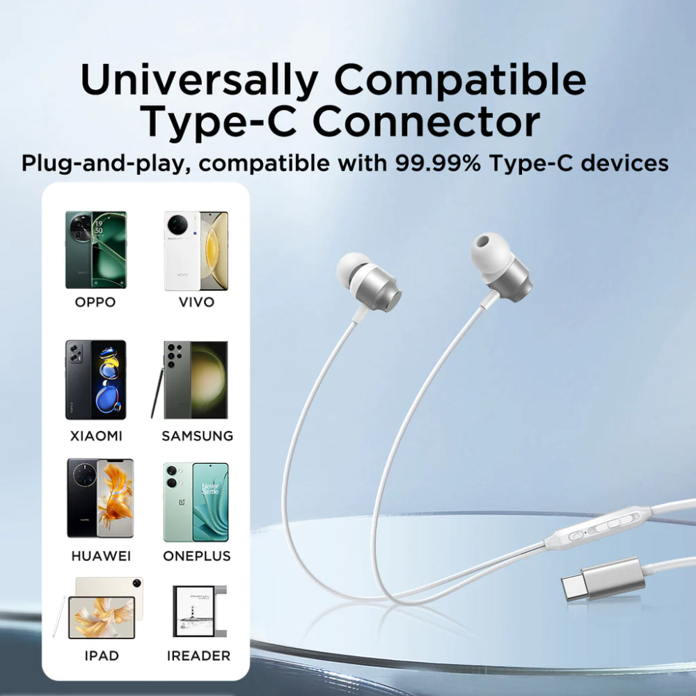 Joyroom TYPE-C EC06 Premium Wired Earphones with HiFi Sound, Comfortable Fit, and Universal Compatibility