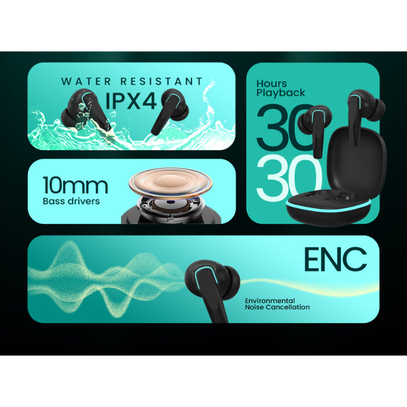 Yolo YoPod Ultra IPX4 Splashproof True Wireless Earbuds With ENC Quad Mics, Super Low Latency