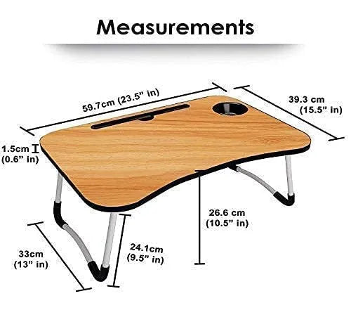 Wooden Gaming Laptop Table For Bed Foldable Stand Ergonomic Portable Drawing Notebook Reading Food Breakfast Serving With Inbuild Tablet And Cup Holder Slots Couch Black Dark Brown light Brown