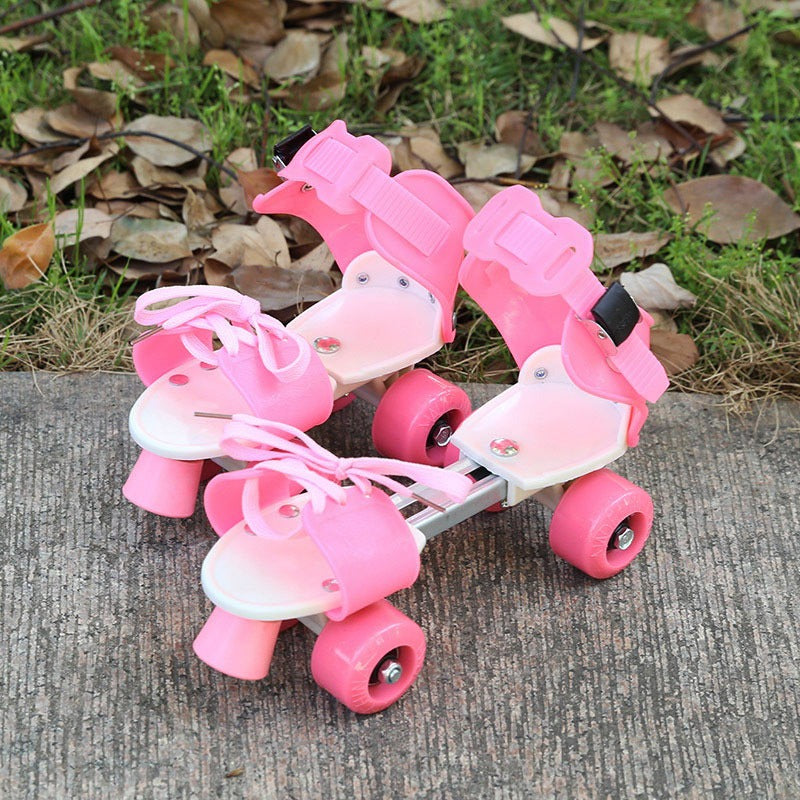 Adjustable Size Children Roller Skates Double Row 4 Wheels Skating Shoes