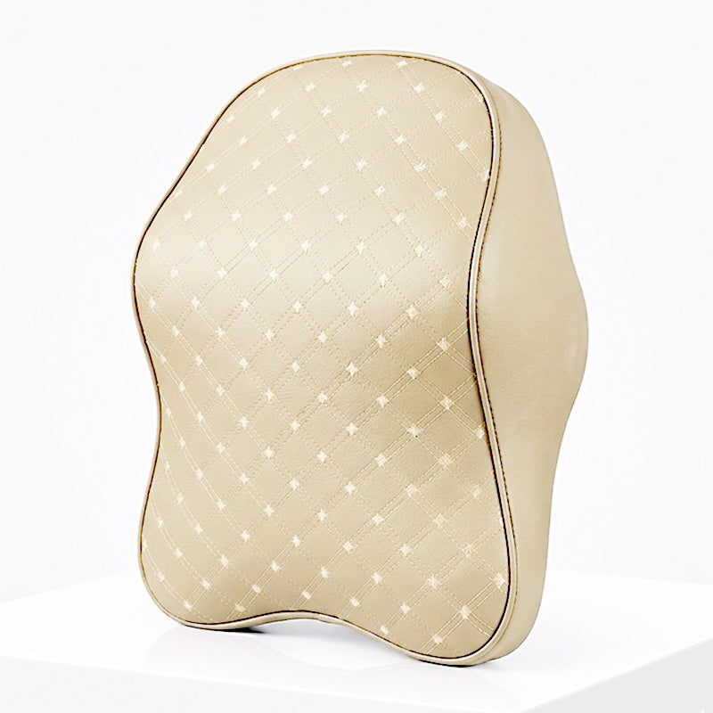 Luxury Ergonomic Memory Foam Car Neck Pillow – PU Leather Headrest Cushion for Comfortable Neck Support on Long Drives