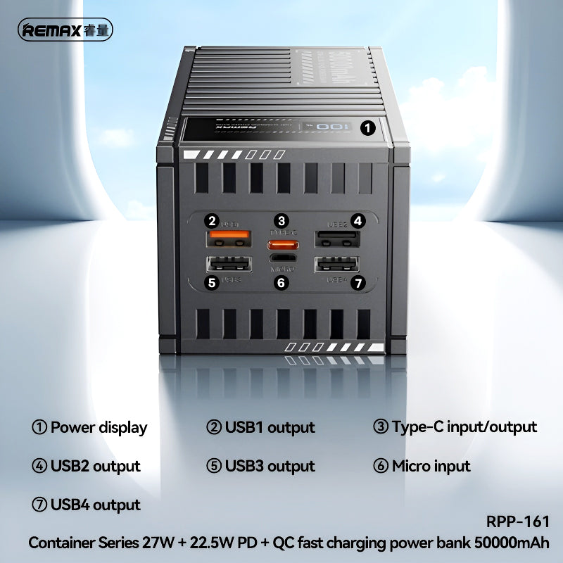 REMAX RPP-161 Container Series 50000mAh PD QC Fast Charging LED Display Powerbank