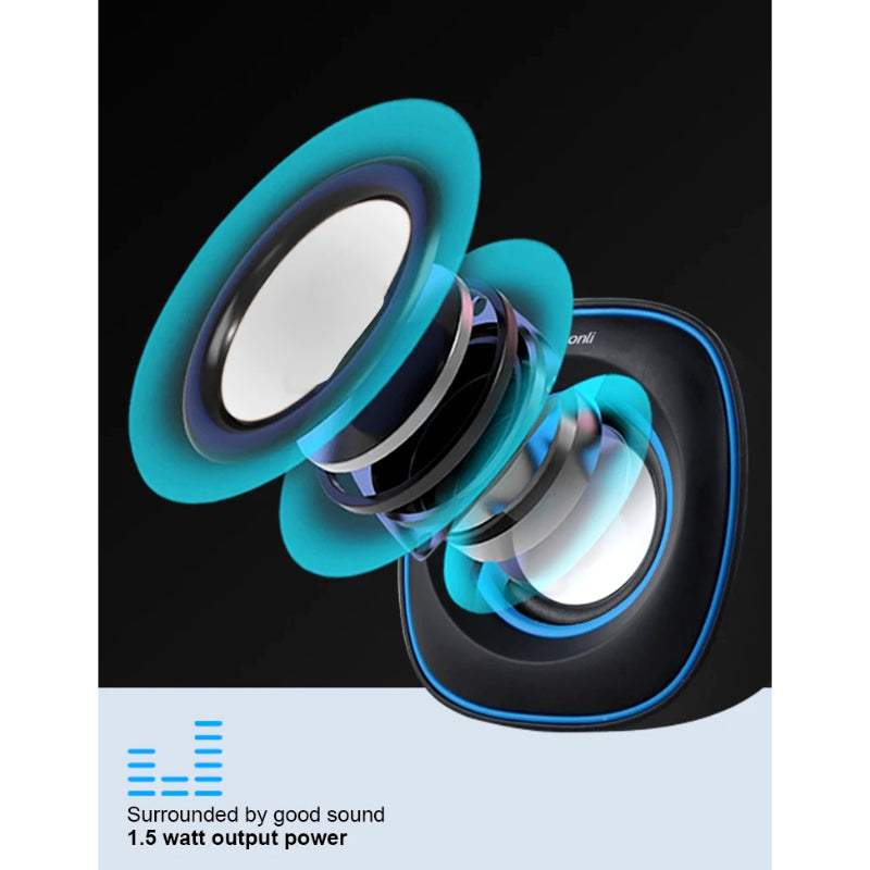 Kisonli V350 Compact USB 2.0 Speakers – Deep Bass Sound with AUX for Laptop & Desktop