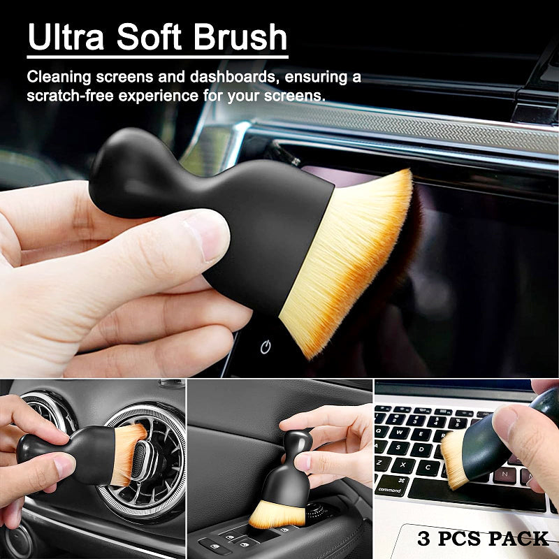 Pack of 3 Ultra Soft Detailing Brush – Multi-Purpose Cleaning Tool for Car Interior, Home & Office