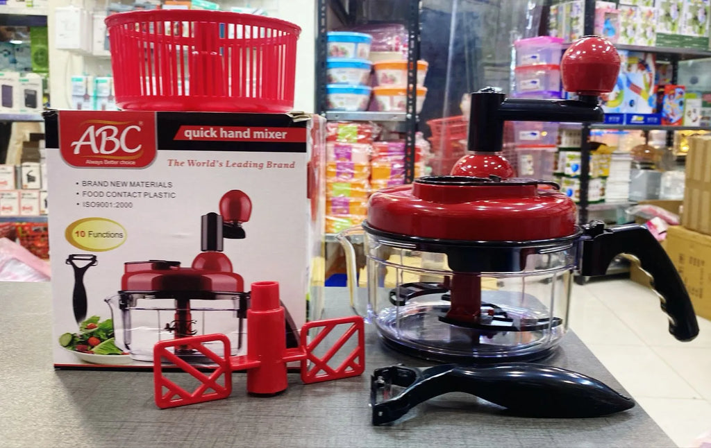 10 Functions Manual Food Chopper (Chopping, Mixing, Salad Spinner)
