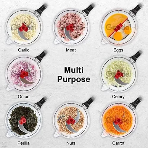 10 Functions Manual Food Chopper (Chopping, Mixing, Salad Spinner)