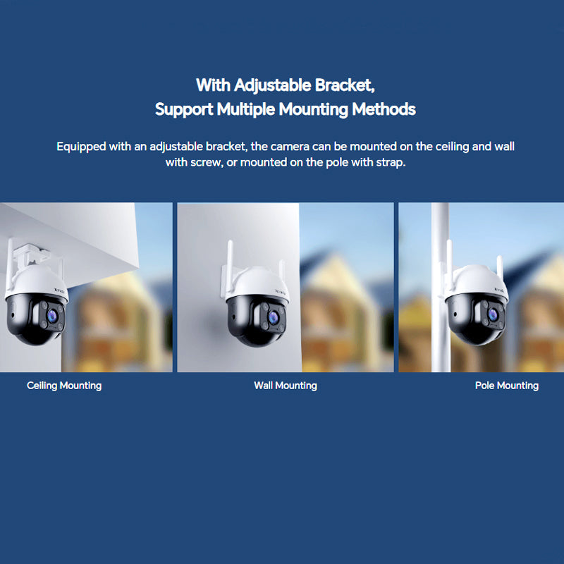 Tenda CH3-WCA 1080P Outdoor Wi-Fi Pan/Tilt Camera with Full-Color Night Vision, Alexa Support, and Smart Alerts