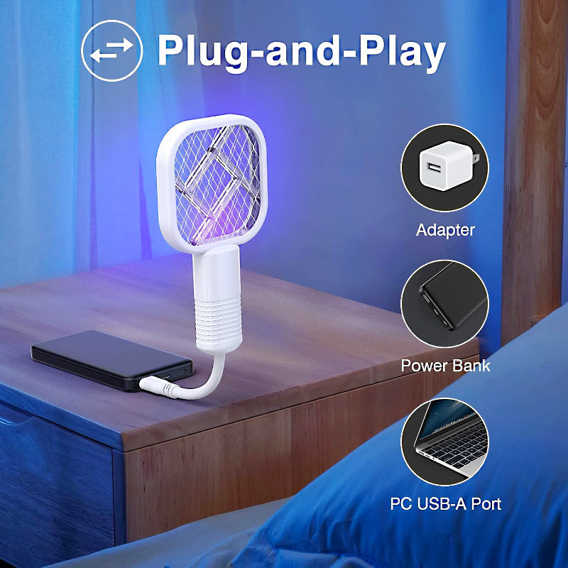 Mini 2-in-1 USB Electric Mosquito Racket & UV Bug Zapper Lamp – Portable, Chemical-Free Bug Killer