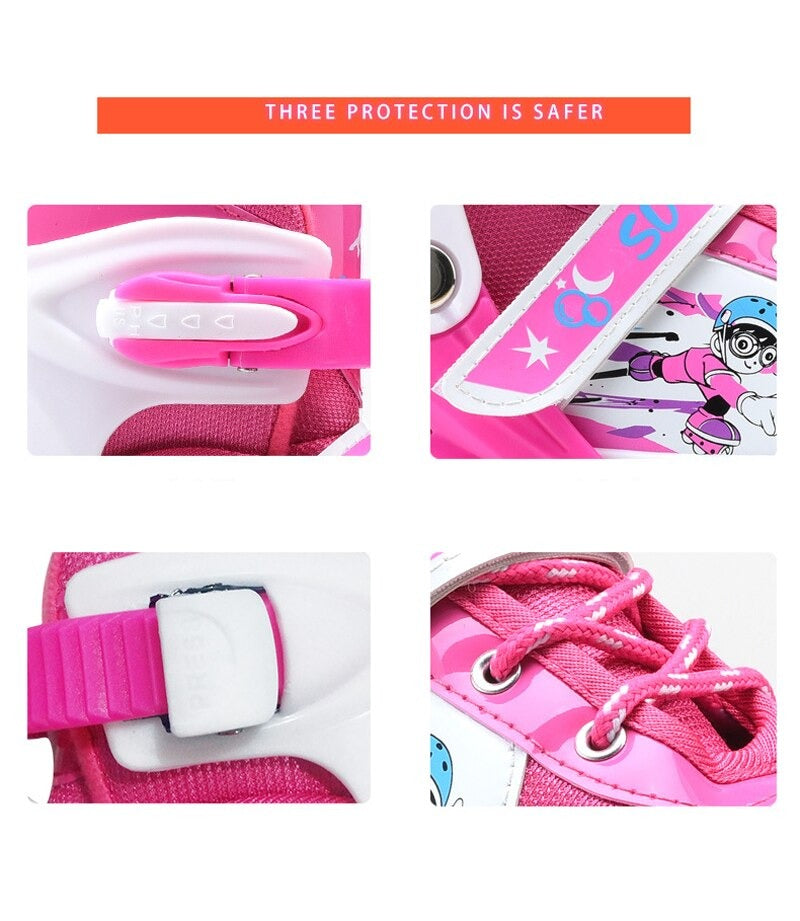 Adjustable Children Single Four-Wheel Roller Skates Skating Shoes