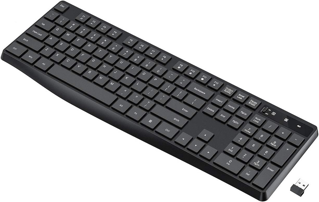 Wireless Keyboard Model PC230A Slim 2.4GHz USB Keyboard with Silent Keys Ergonomic & Battery Operated
