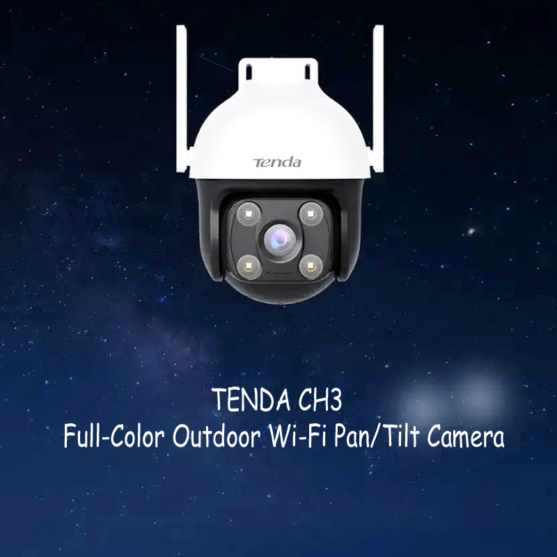 Tenda CH3-WCA 1080P Outdoor Wi-Fi Pan/Tilt Camera with Full-Color Night Vision, Alexa Support, and Smart Alerts