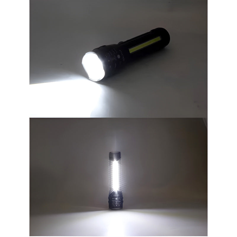 P27 LED COB Multi-Functional Tactical Metal Flashlight With Telescopic Zoom And USB Charging