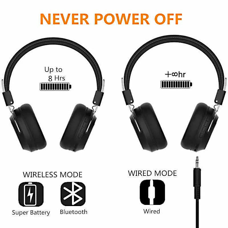 SODO SD-1001 Wireless Bluetooth 5.0 Headphones – Foldable Design, FM Radio, TF Card & AUX, Hi-Fi Stereo Over-Ear Headset
