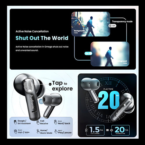 Audionic Trance Airbud 810 – Smart Touch Display Earbuds with High-Quality Sound, ANC, Quad Mic & 20H Playtime